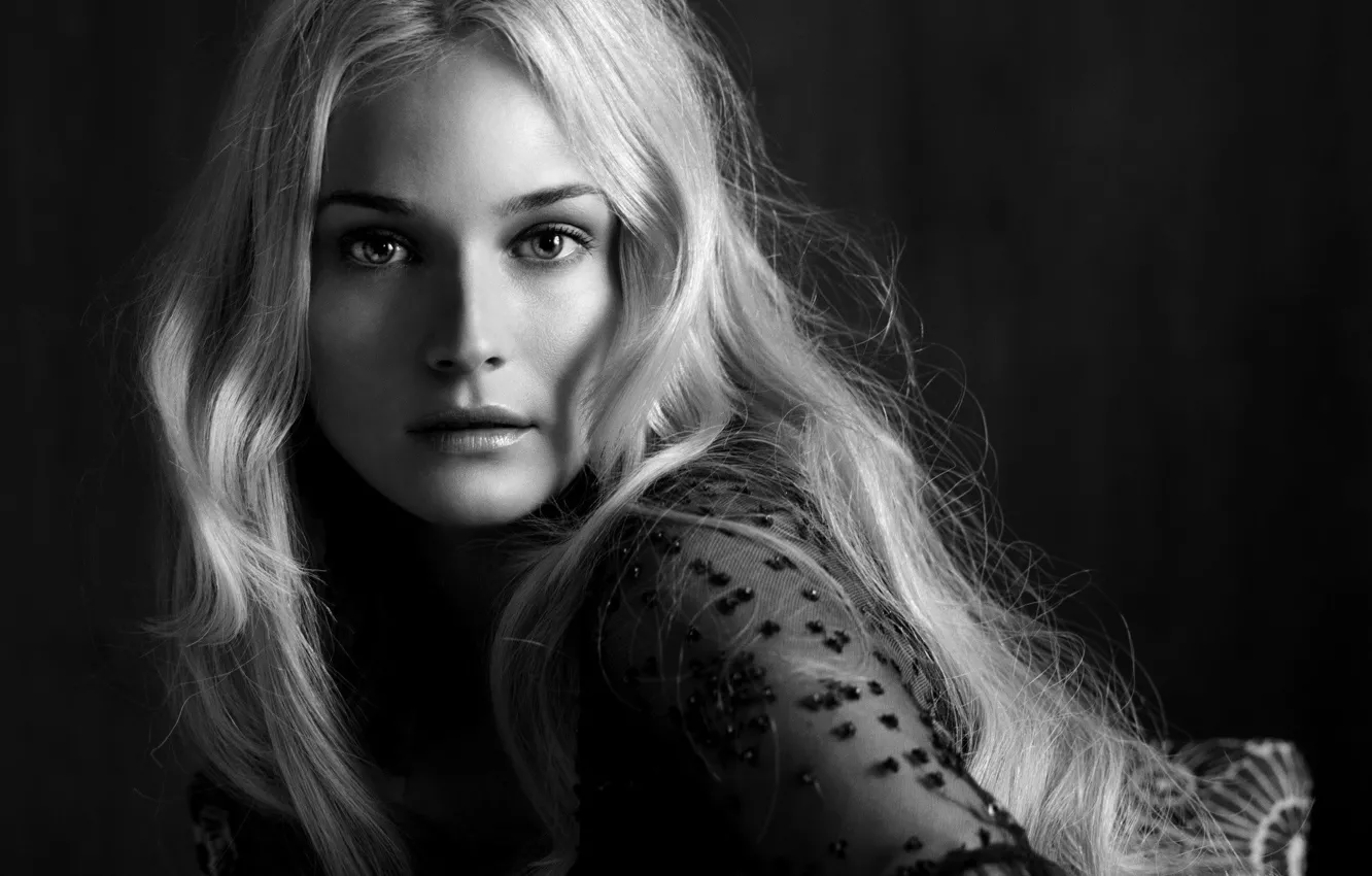 Wallpaper look, girl, black and white, actress, blonde, Diane Kruger images  for desktop, section девушки - download