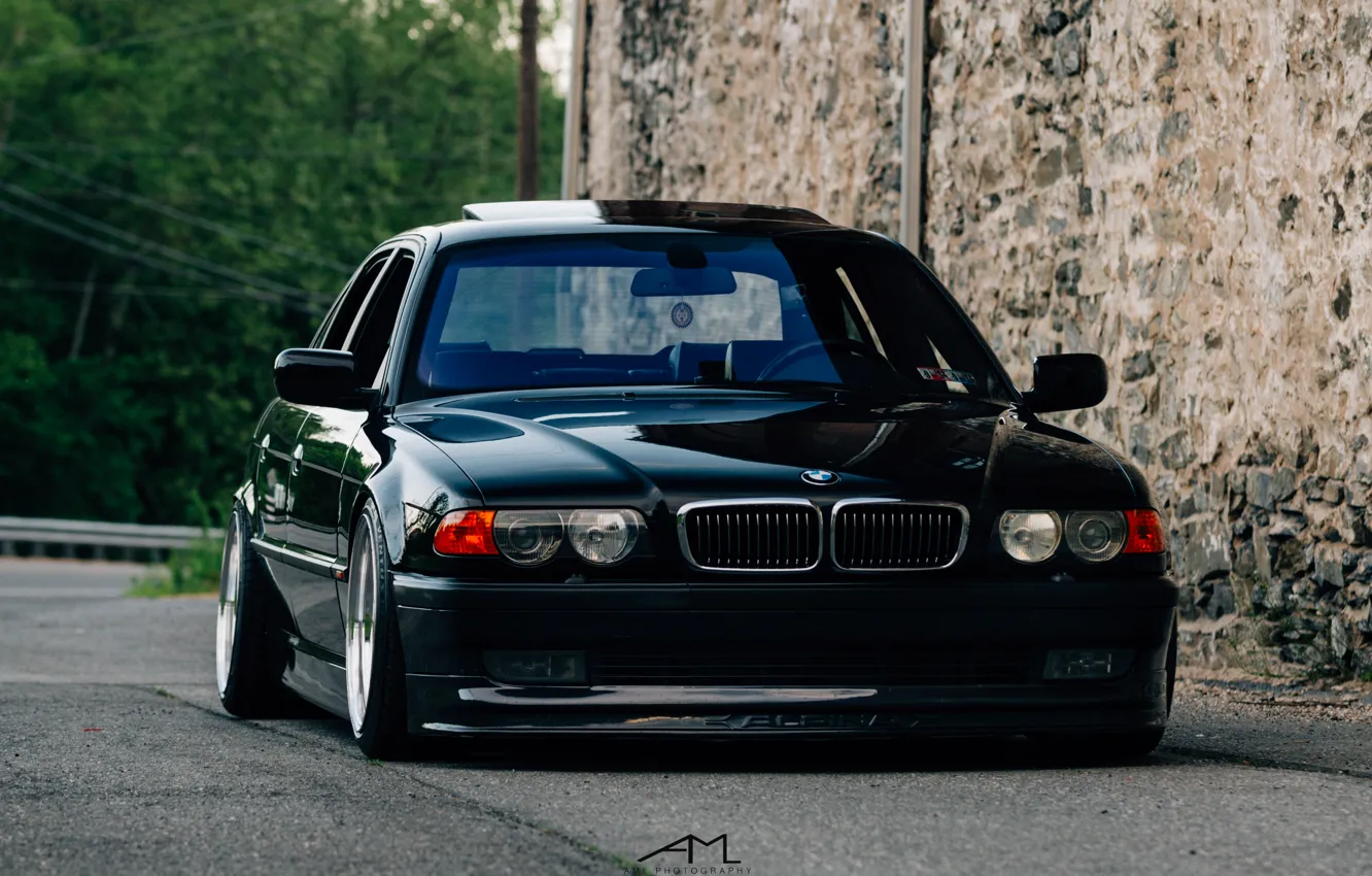 Photo wallpaper BMW, stance, E38