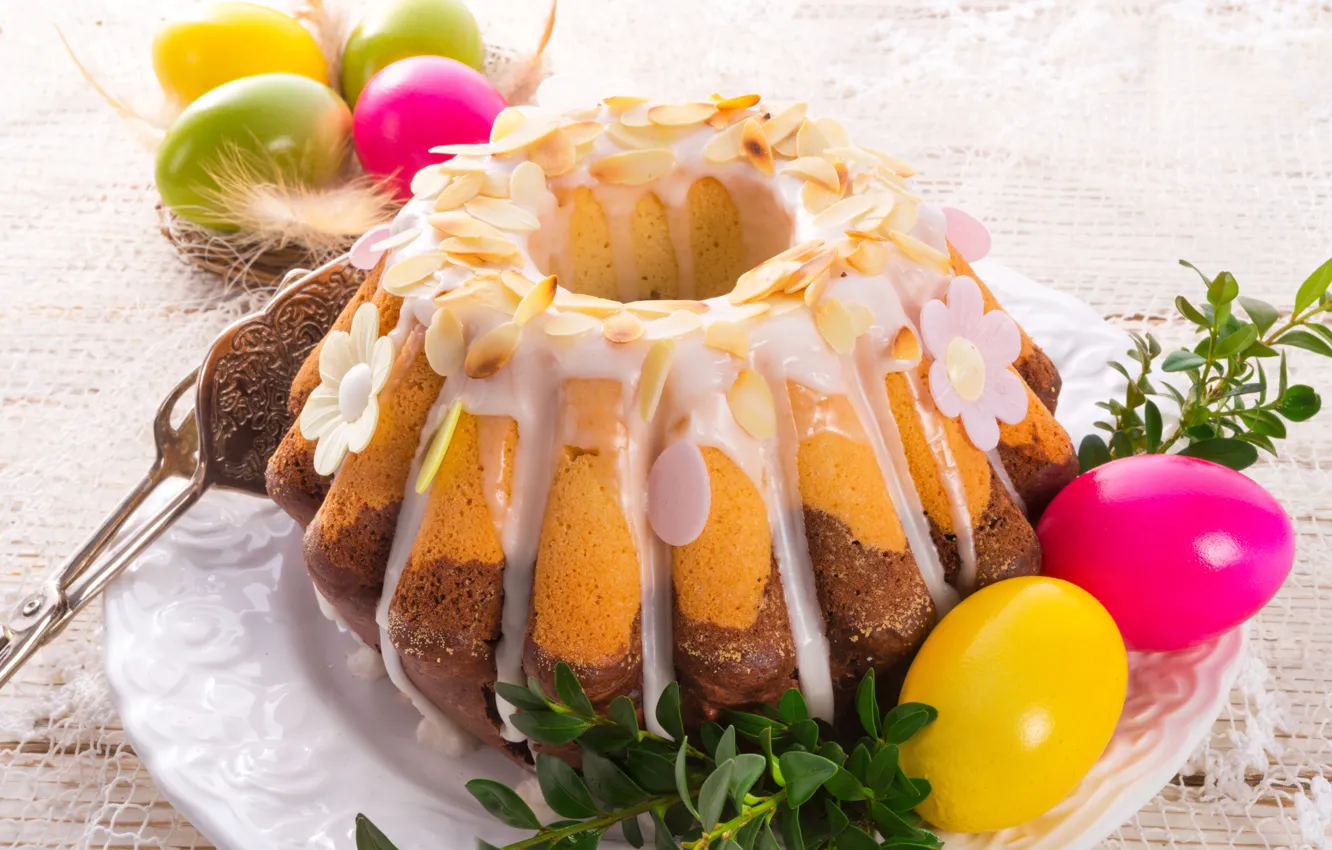 Photo wallpaper eggs, pie, Easter, colorful, cake, cakes, cupcake, Easter