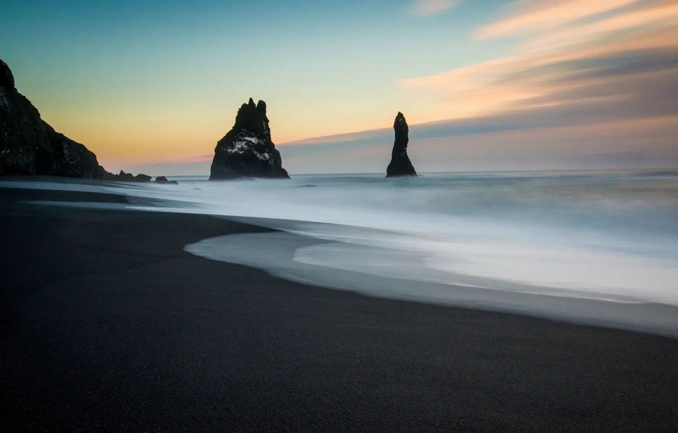 Wallpaper beach, sea, Iceland, Black Sands images for desktop, section  пейзажи - download