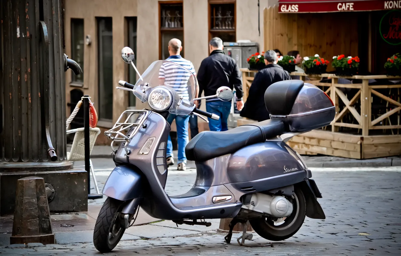 Photo wallpaper street, moped, scooter, Vespa. pavers