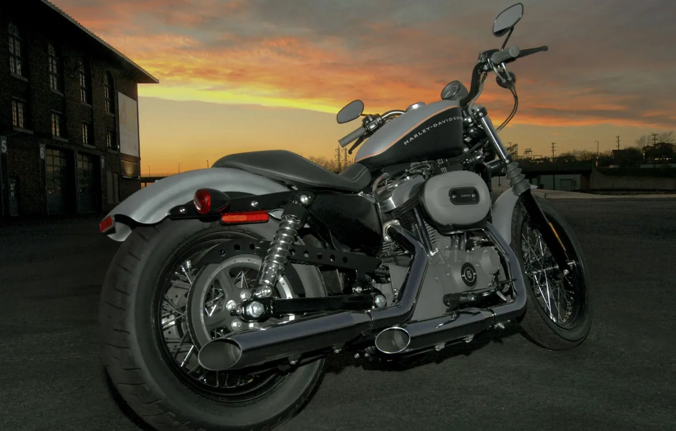 Photo wallpaper sunset, The sky, Motorcycle