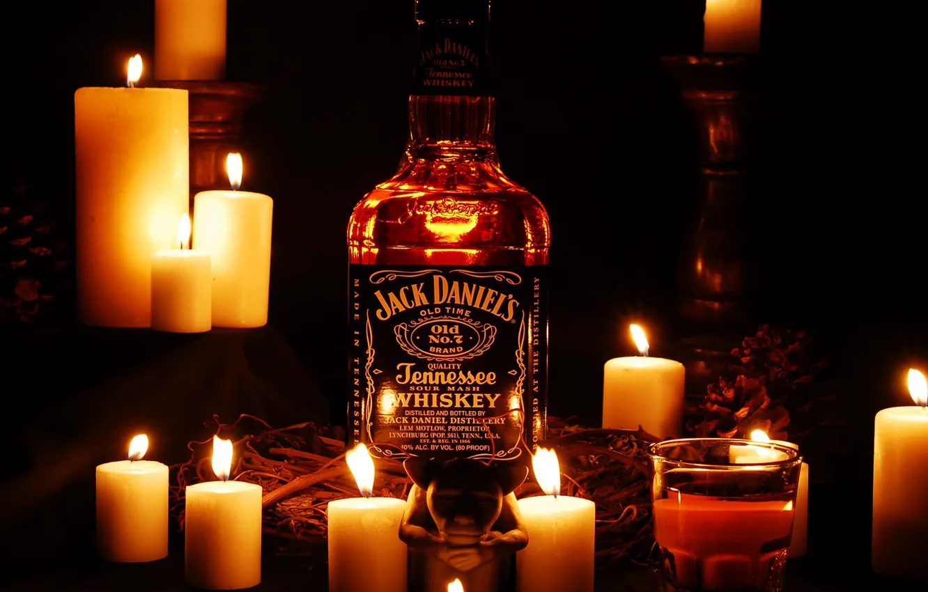 Wallpaper Bottle, Jack Daniels, Jack Daniels, Candles. images for desktop,  section разное - download