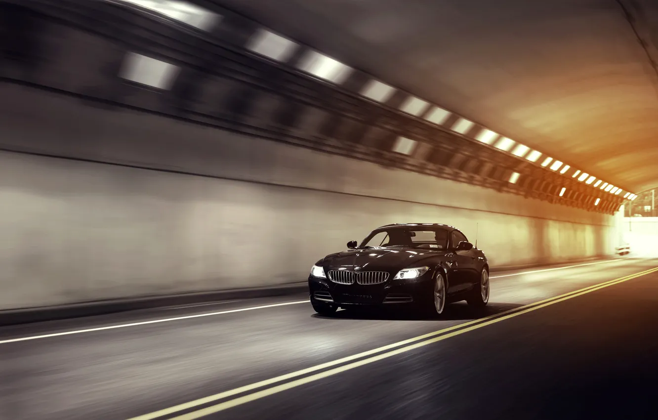 Photo wallpaper speed, BMW, the tunnel, black, front, 35i, sDrive, E89