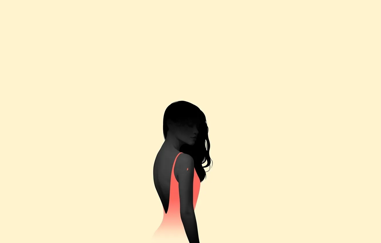 Wallpaper Girl, Red, Art, Black, White, Yellow, Illustration, Minimalism,  Tomasz Wagner images for desktop, section минимализм - download