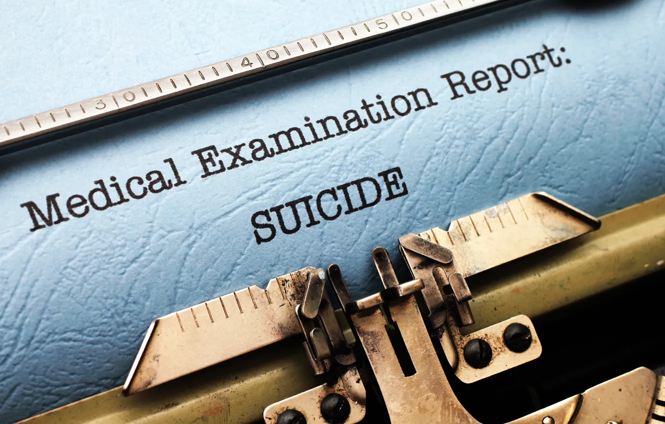 Photo wallpaper suicide, typewriter, reporting, report