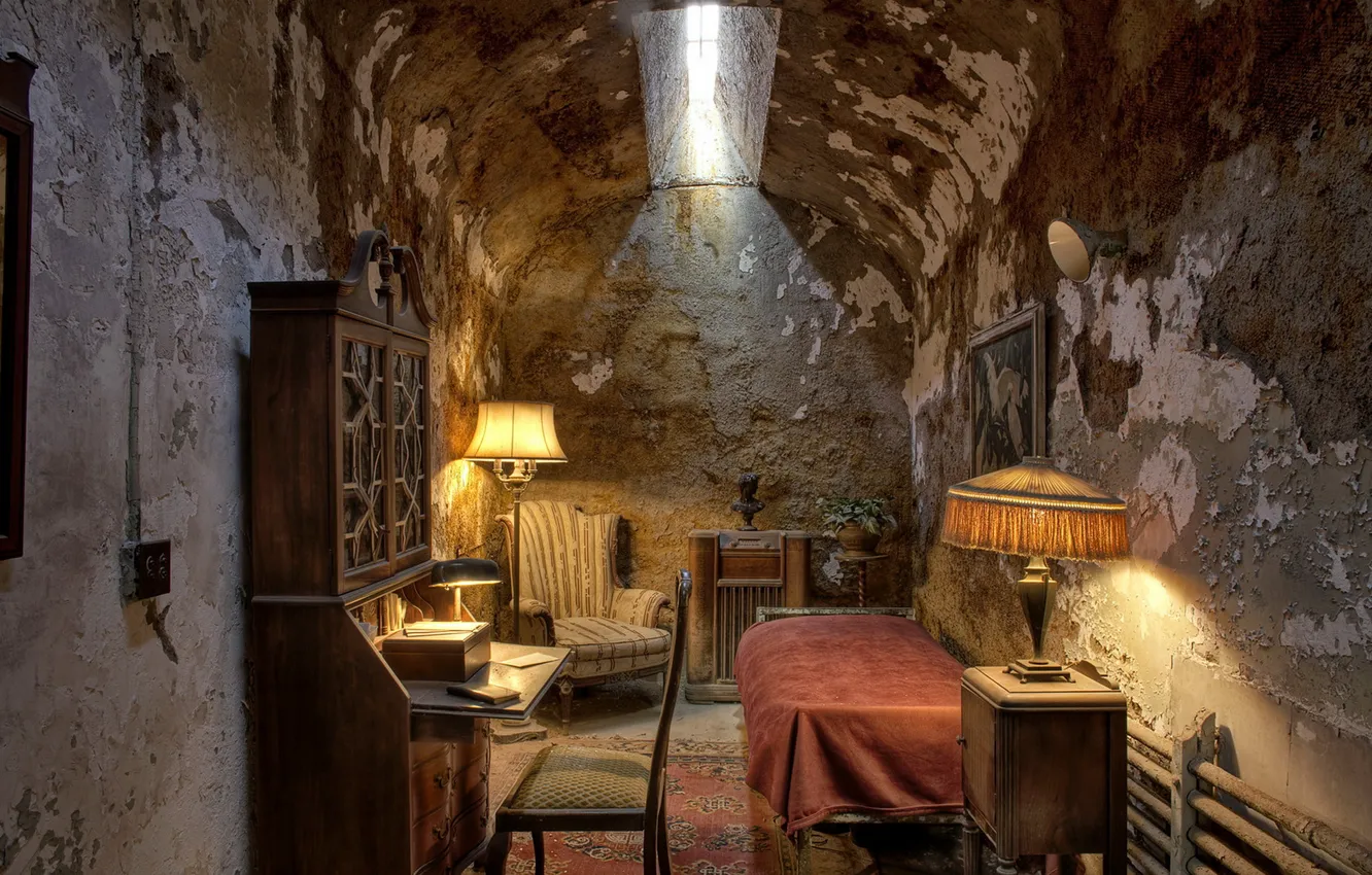 Photo wallpaper background, interior, Al Capone's Prison Cell
