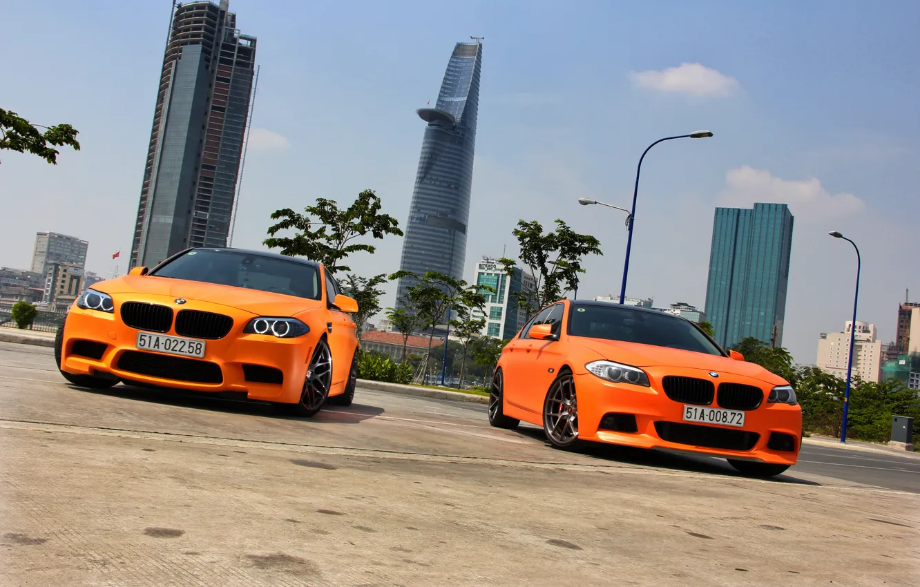 Photo wallpaper BMW, Orange, Matte, Tuning, F10