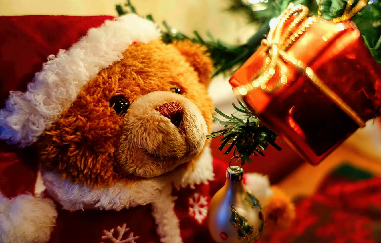 Wallpaper holiday, toys, tree, new year, Christmas, bear images for  desktop, section праздники - download