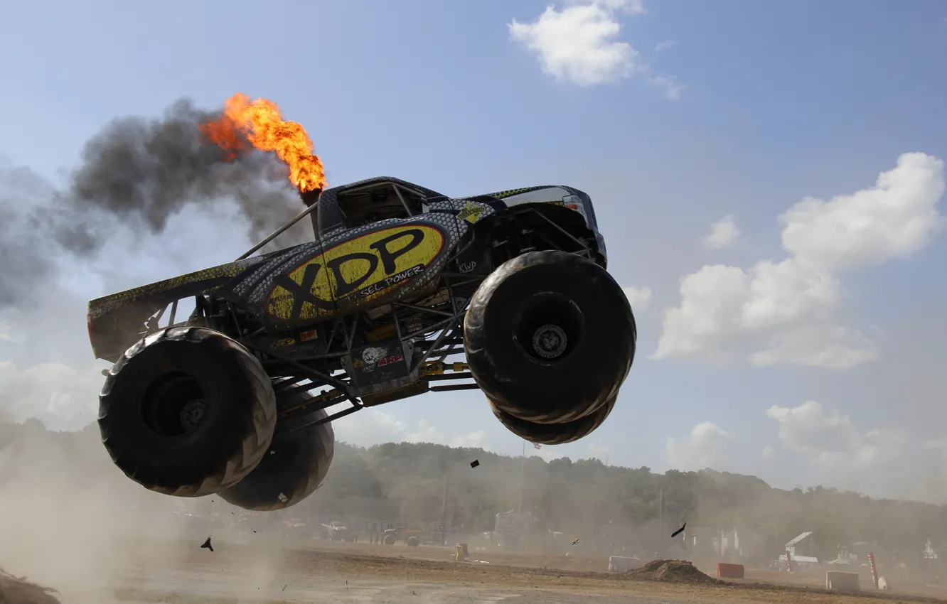 Photo wallpaper jump, diesel, monster truck