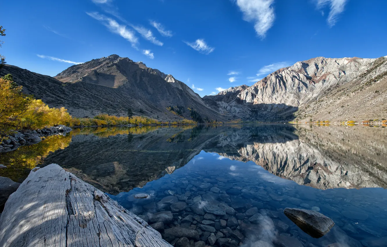 Photo wallpaper mountains, lake, reflection, CA, California, Convict Lake