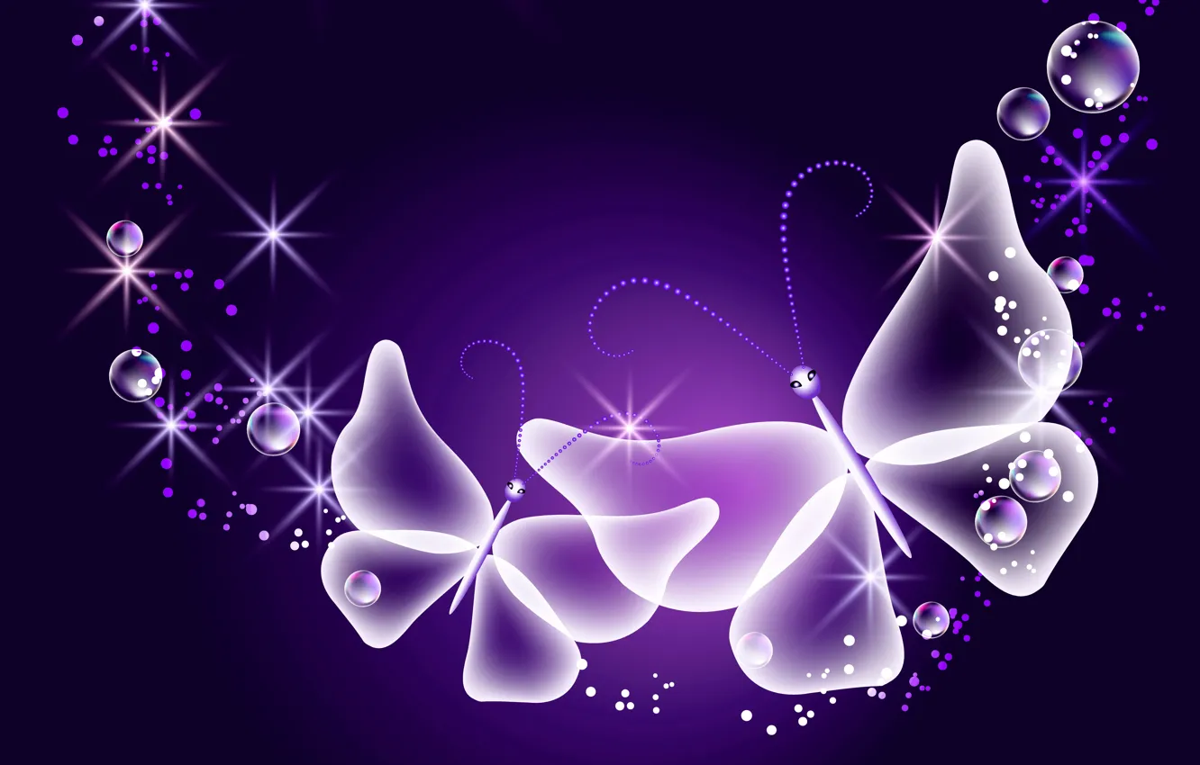 Wallpaper butterfly, abstract, glow, neon, purple, sparkle, butterflies,  neon images for desktop, section абстракции - download