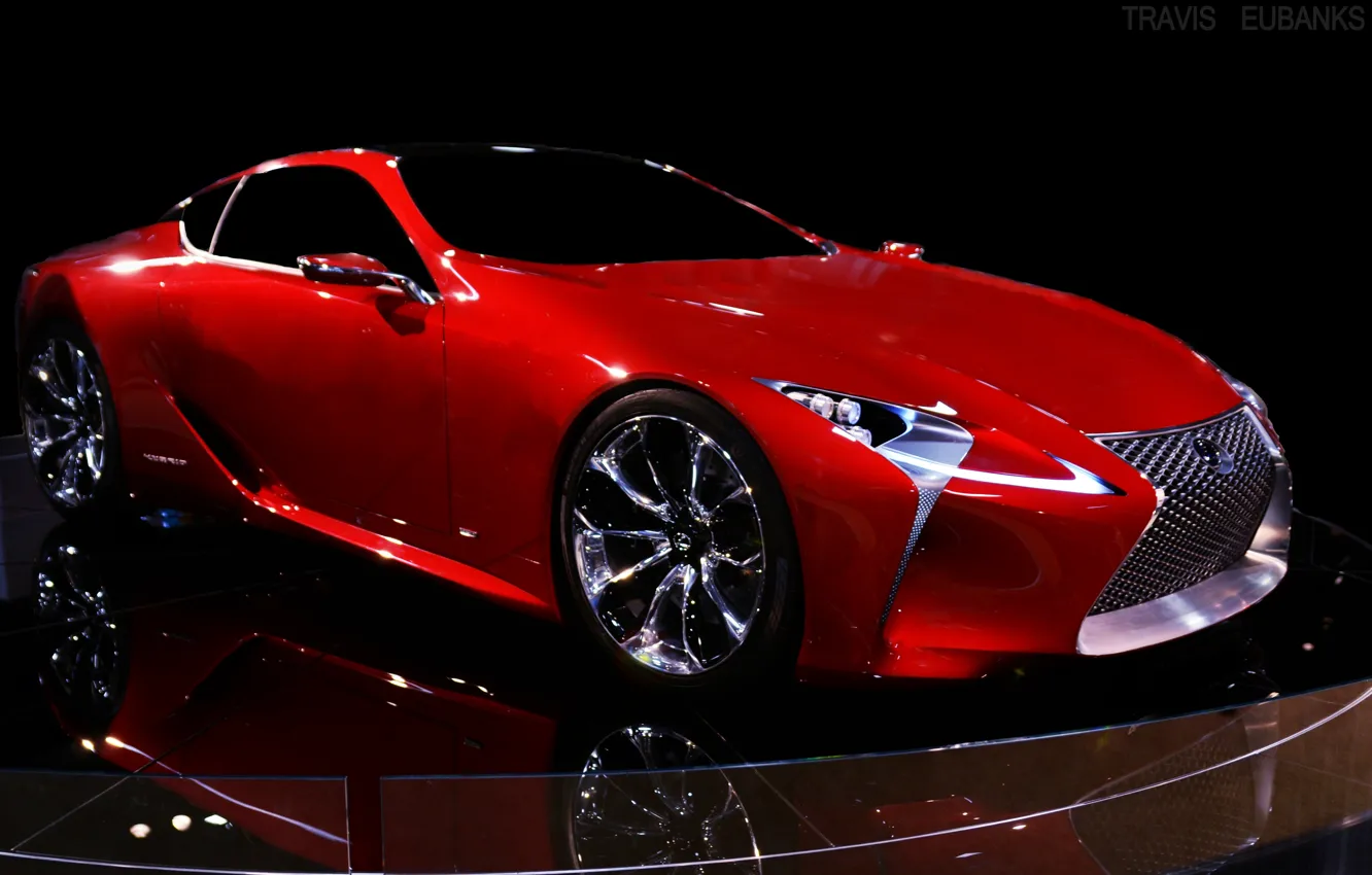 Photo wallpaper red, the concept car, Concept Car, Lexus LF-LC, huge signature spindle-shaped grille