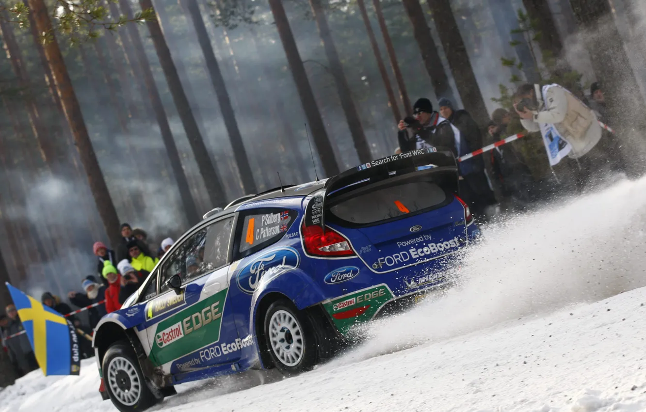Photo wallpaper snow, 2012, Sweden, ford, Sweden, rally, rally, wrc, snow, fiesta, Petter Solberg