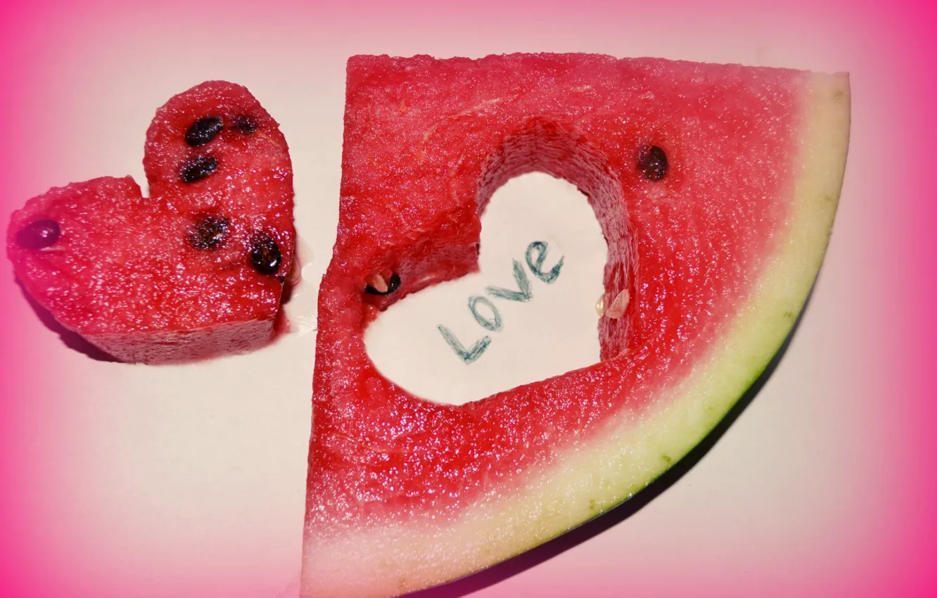 Photo wallpaper heart, watermelon, slice, fishing