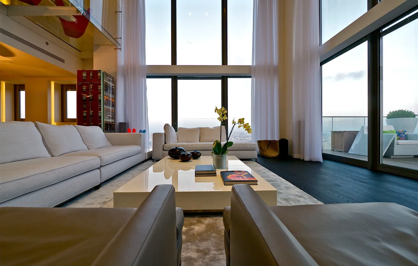 Wallpaper interior, window, sofas, living room images for desktop ...