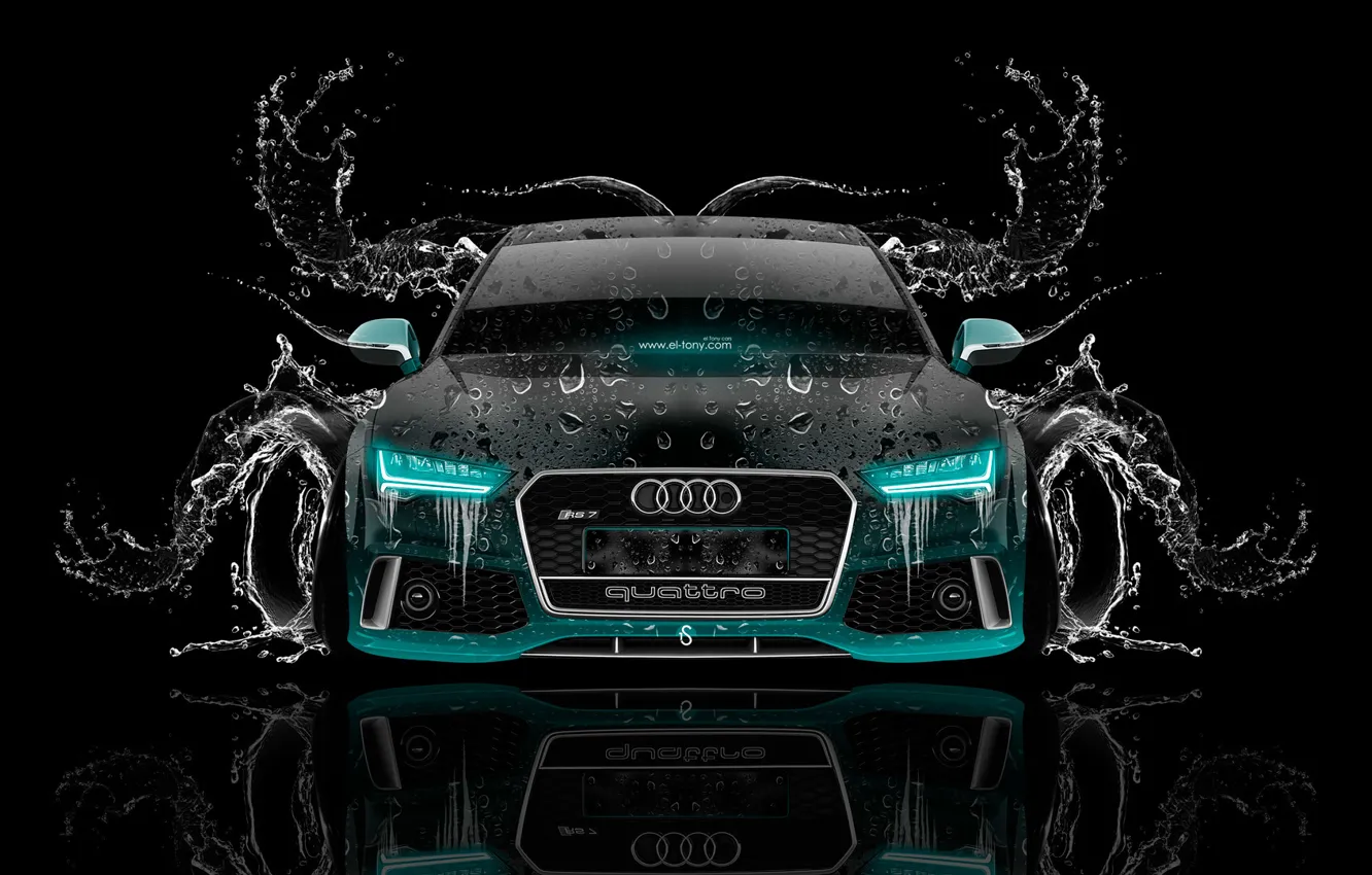 Photo wallpaper Audi, Water, Design, Black, Audi, Neon, Machine, Style, Wallpaper, Background, Water, Car, Art, Art, Photoshop, …