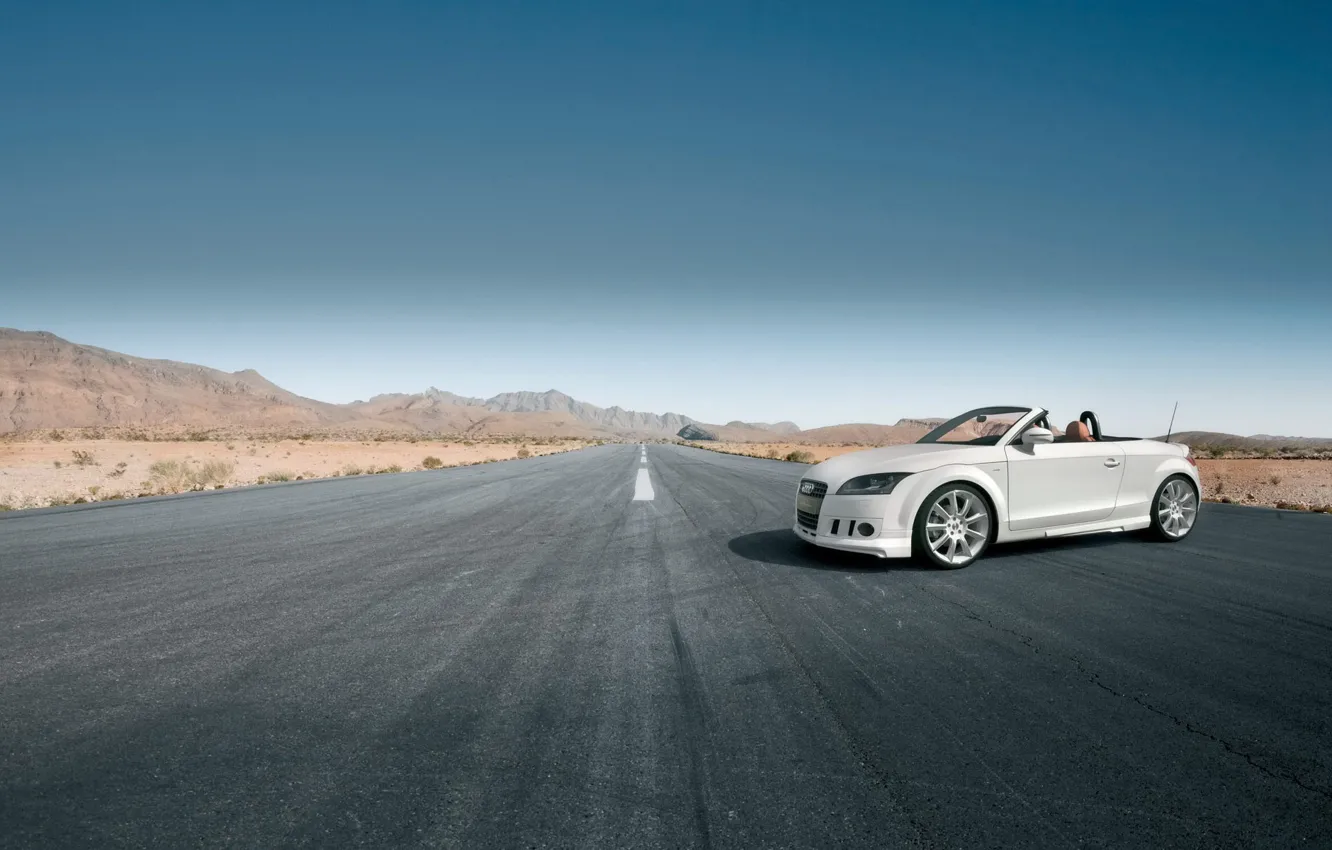 Photo wallpaper road, white, Audi, convertible