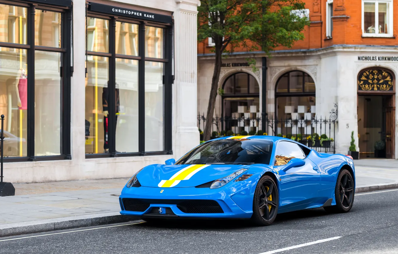 Photo wallpaper Ferrari, 458, Blue, Speciale