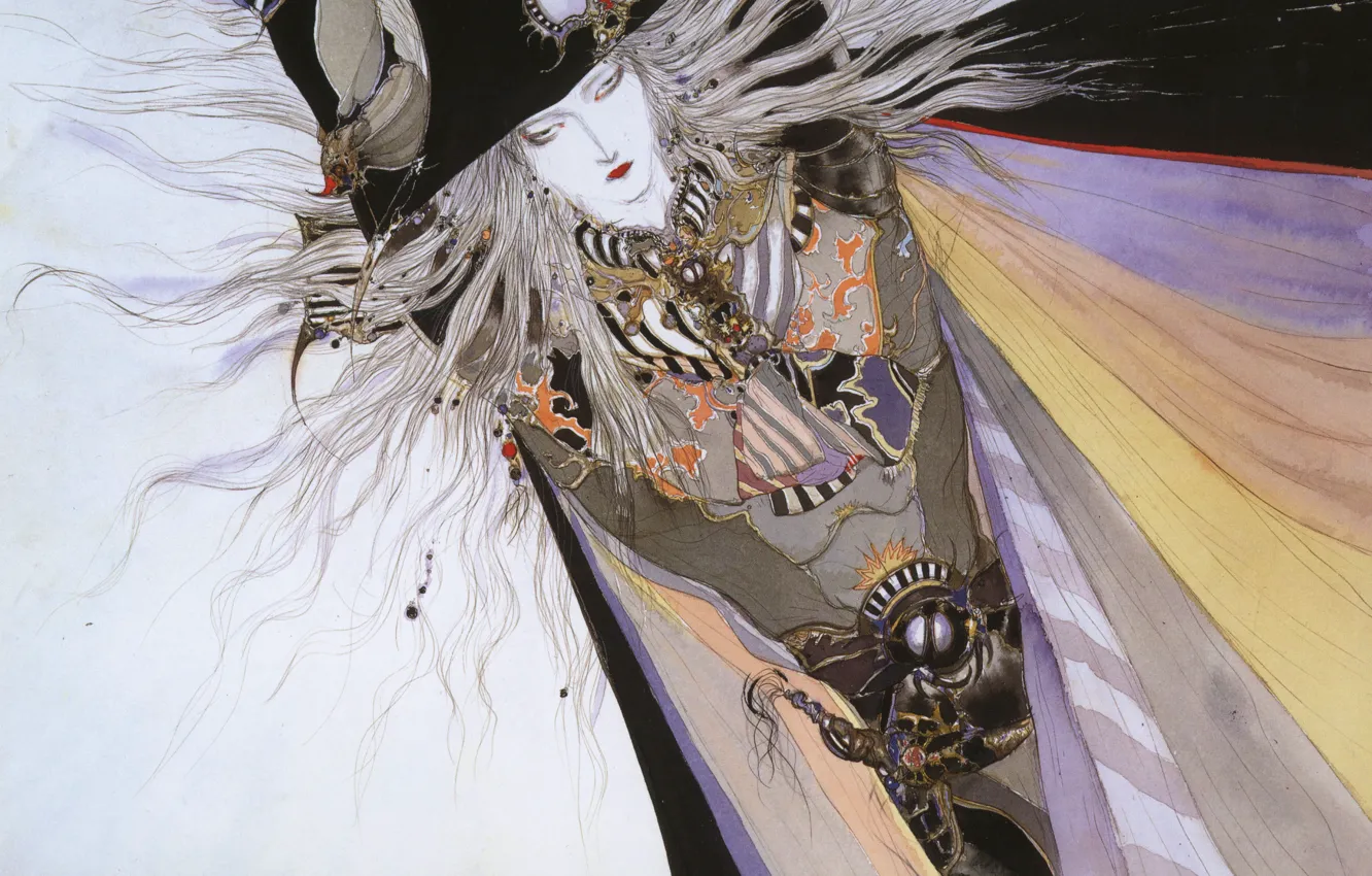 Photo wallpaper figure, hat, belt, cloak, Di vampire hunter, Vampire hunter D, long white hair, by Amano …