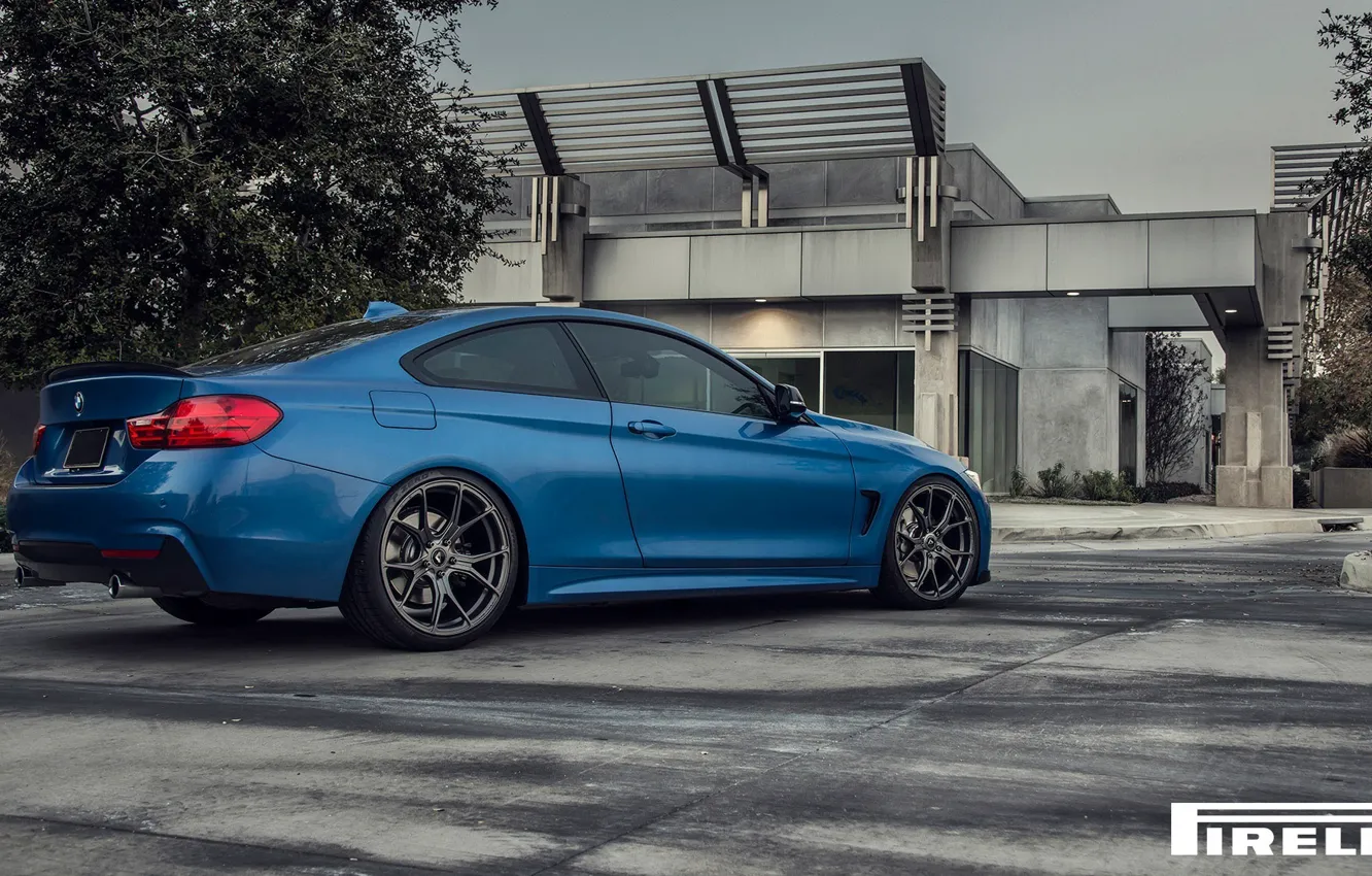 Photo wallpaper BMW, Blue, Vorsteiner, F32, 103, Rear, 2015, 435i, V-FF, Estoril