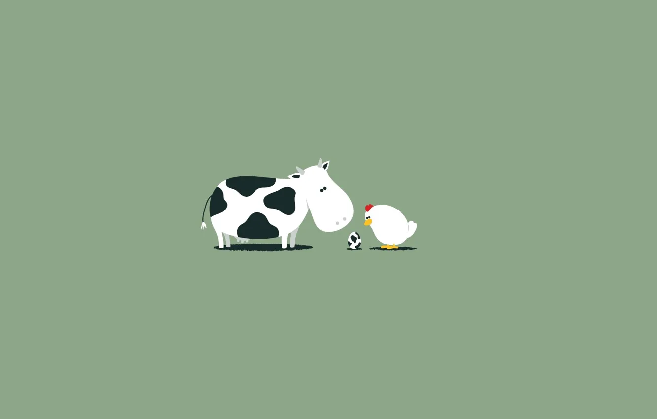 Photo wallpaper egg, cow, Minimalism, chicken