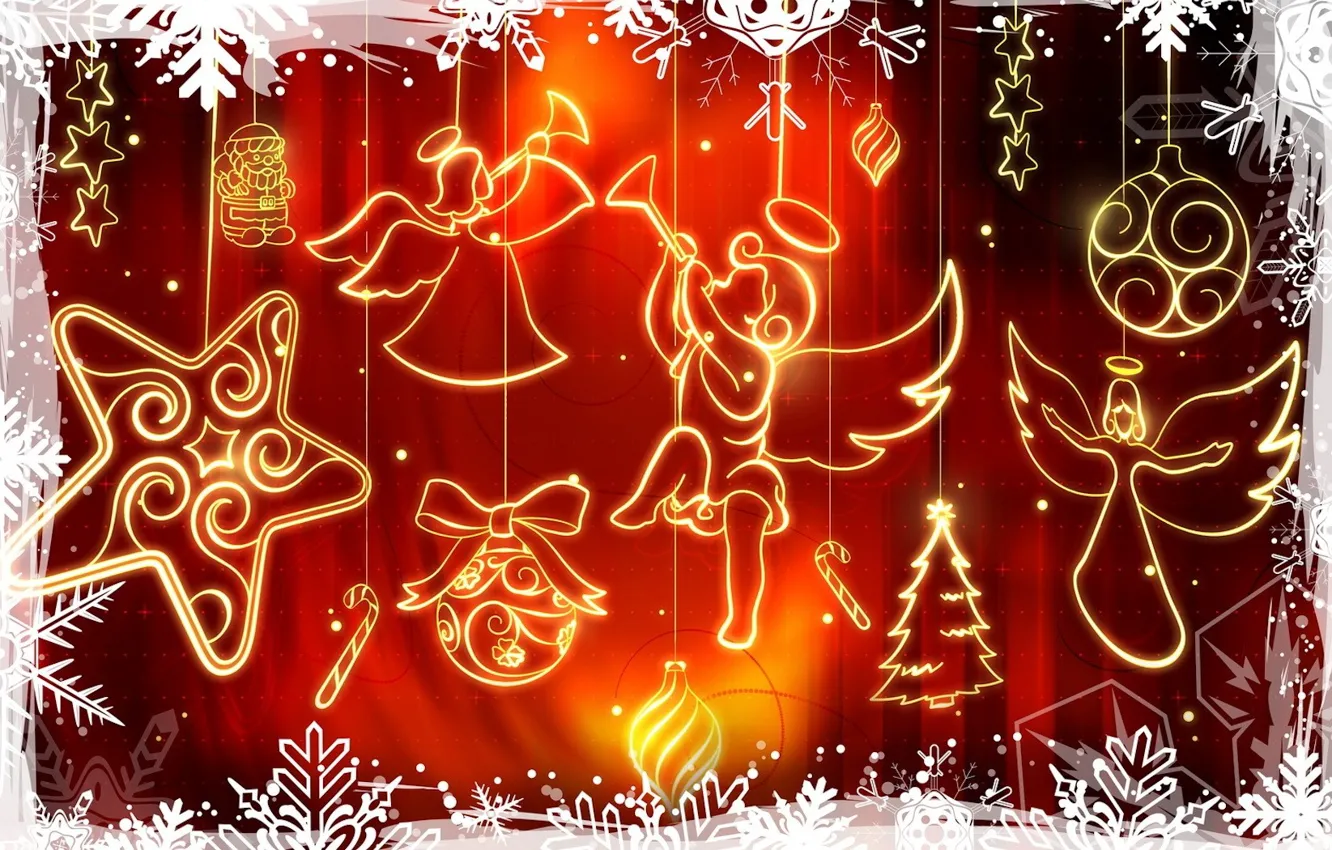 Photo wallpaper decoration, red, vector, Christmas