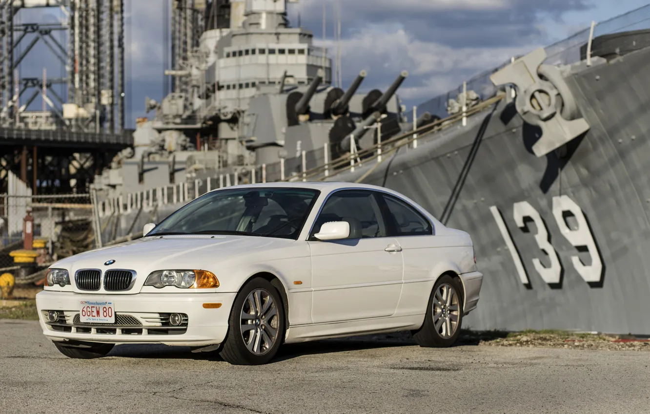 Photo wallpaper pier, promenade, cruiser, BMW 330Ci E46 Coupe, BMW E46, USS Salem