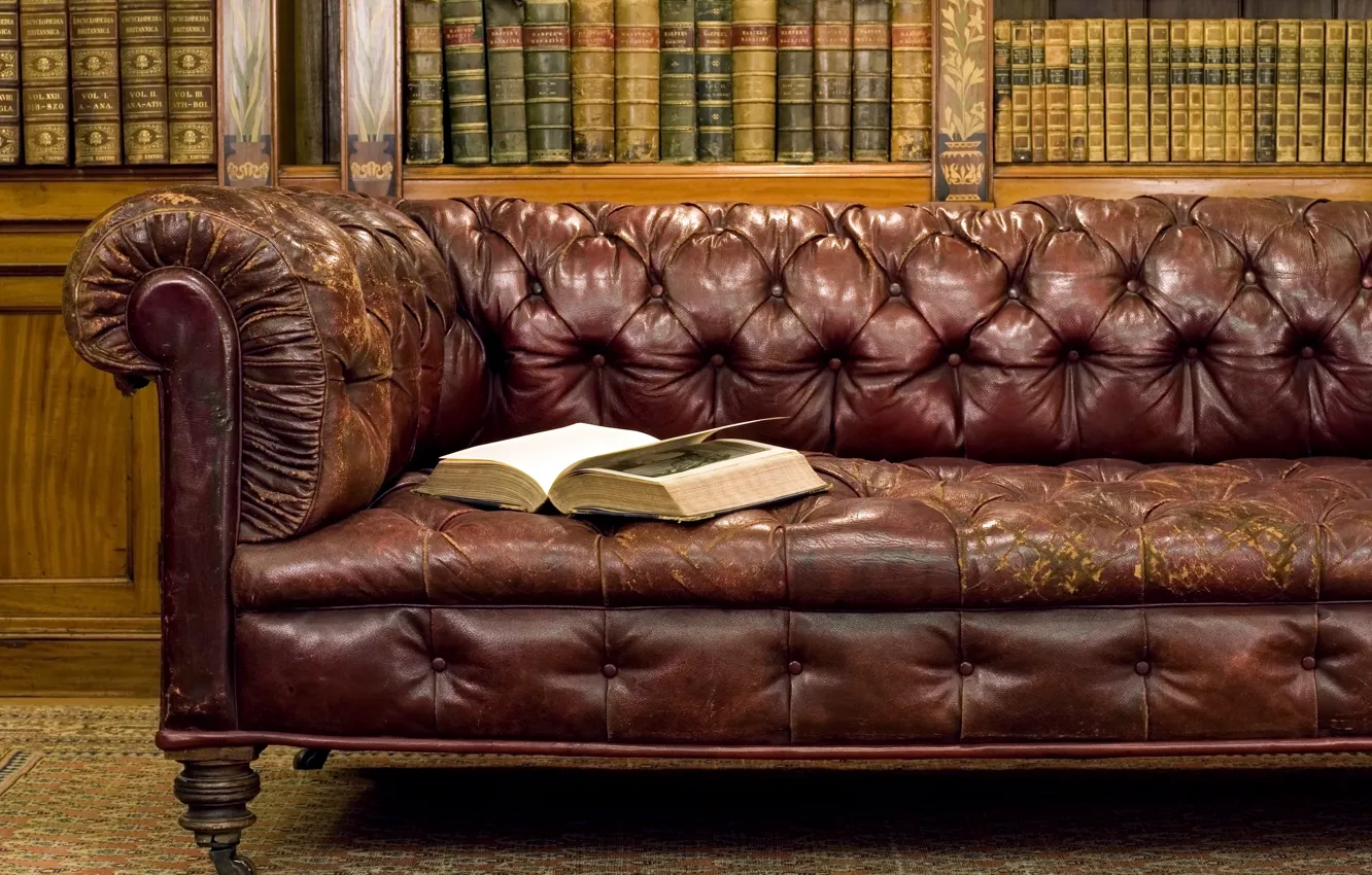 Wallpaper old, style, sofa, books, book, library, Antiques images for  desktop, section интерьер - download