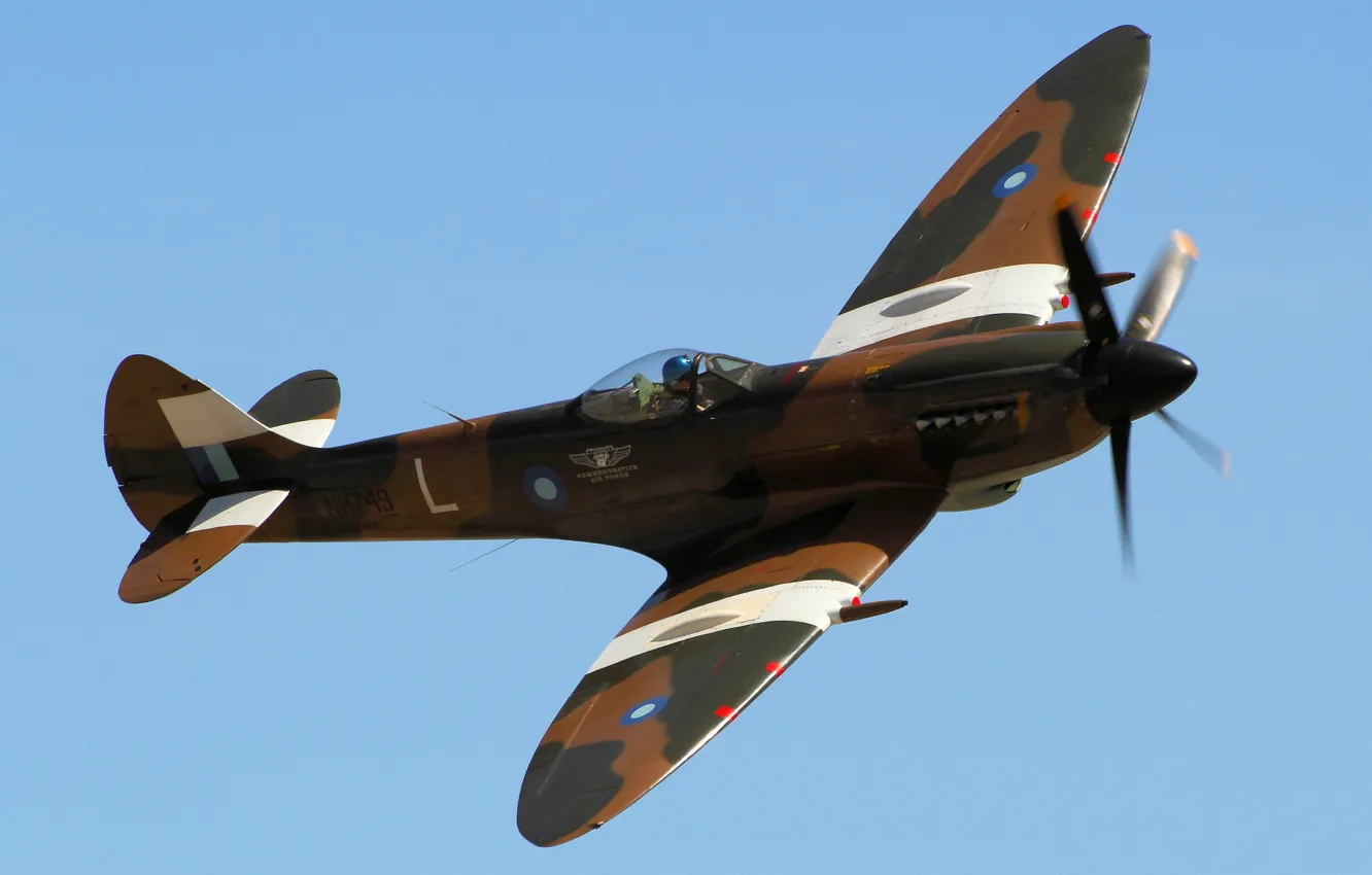 Photo wallpaper fighter, British, single-engine, Supermarine, Spitfire Mk. XIV