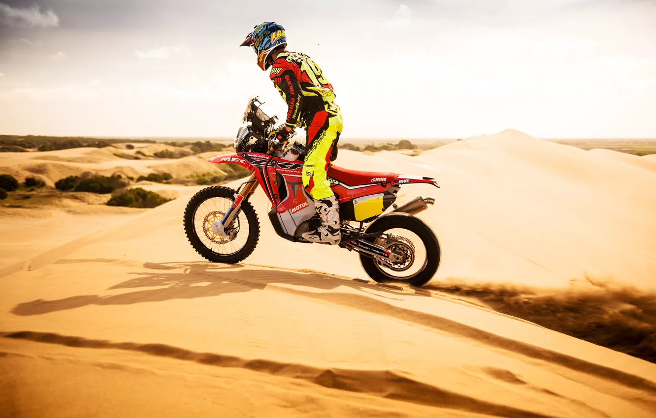 Wallpaper sand, desert, honda, bike, dakar images for desktop, section  спорт - download
