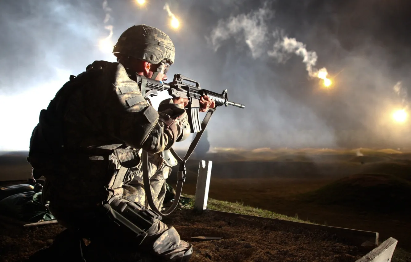 Wallpaper soldier, night, firing, range images for desktop, section оружие  - download