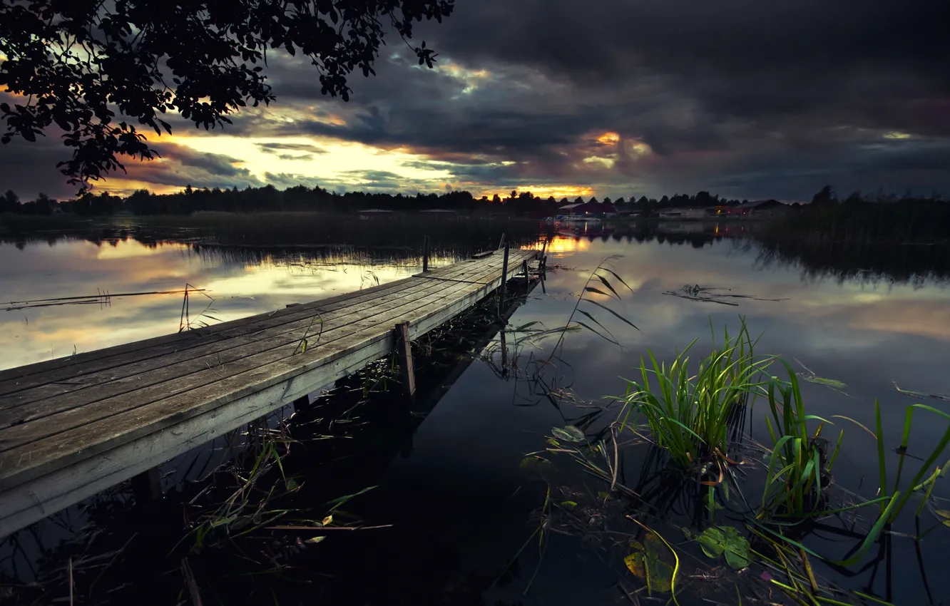 Photo wallpaper nature, lake, river, home, the evening