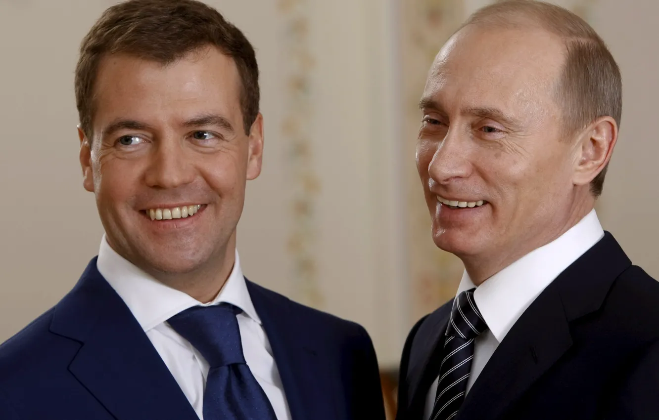 Photo wallpaper policy, Dmitry Medvedev, Vladimir Putin, Prime Minister of Russia, The President Of Russia