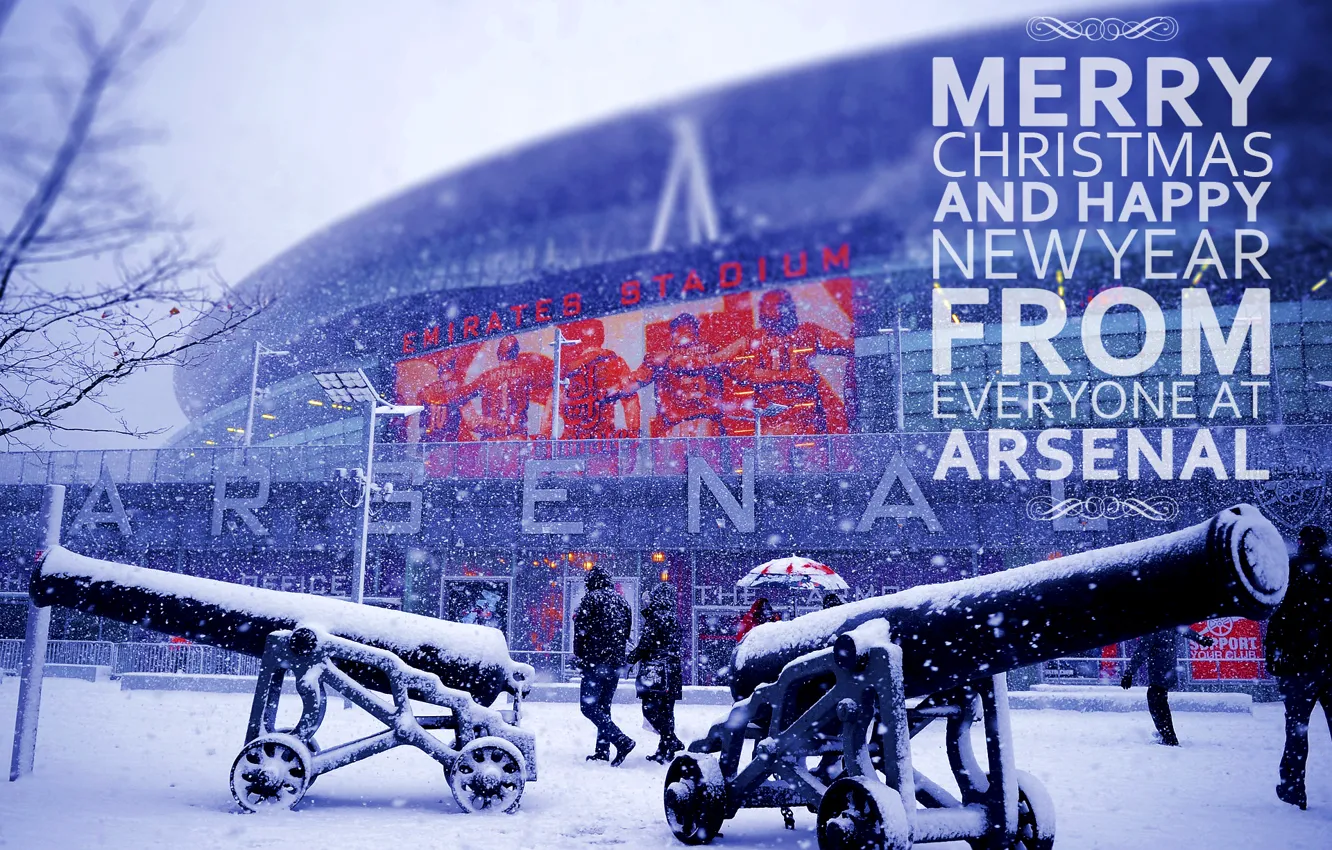 Wallpaper arsenal, christmas, new year, london, winter, snow, football,  fanart, emirates images for desktop, section спорт - download