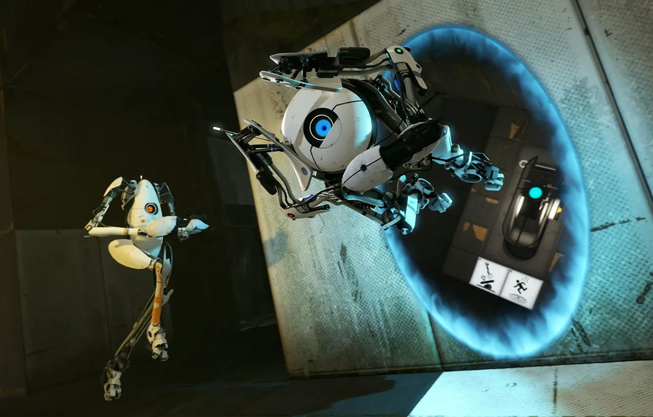 Wallpaper robot, Atlas, portal 2, portal 2, portal gun, bee bodysuit images  for desktop, section игры - download