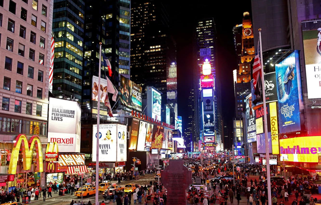Wallpaper night, New York, TIMES SQUARE AT NIGHT images for desktop,  section город - download