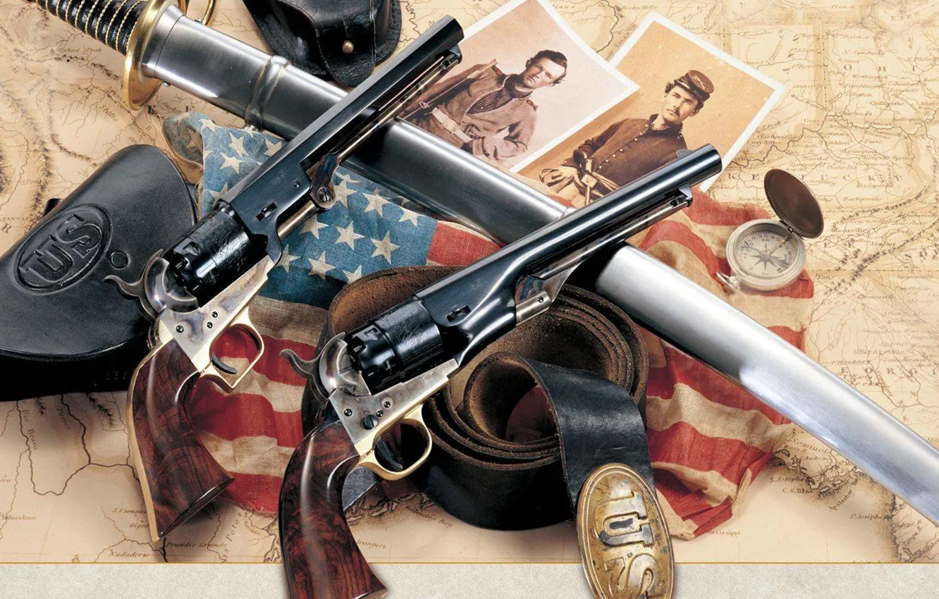 Photo wallpaper Colt, Army, revolver, The civil war in the United States, ....