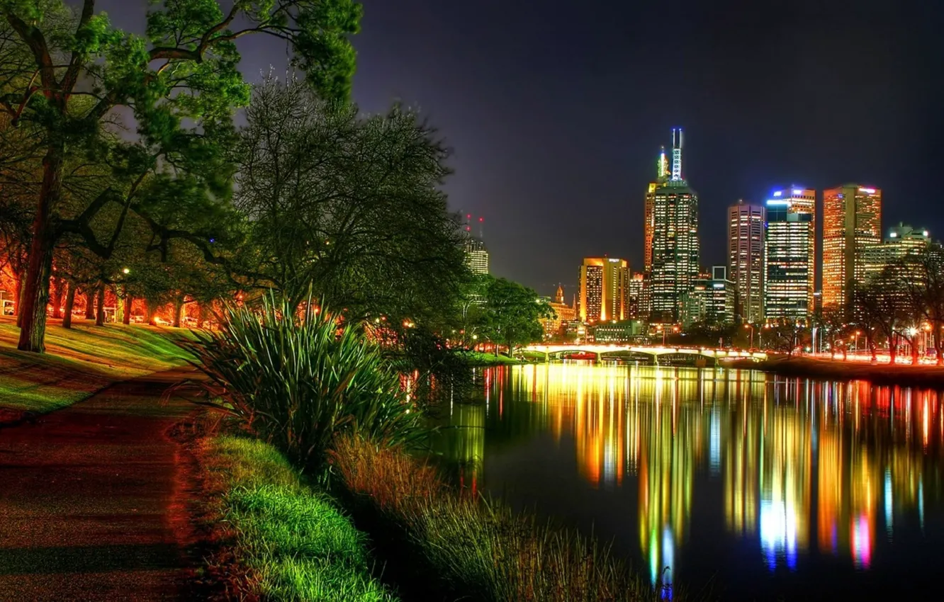 Photo wallpaper night, river, photography, filming, country