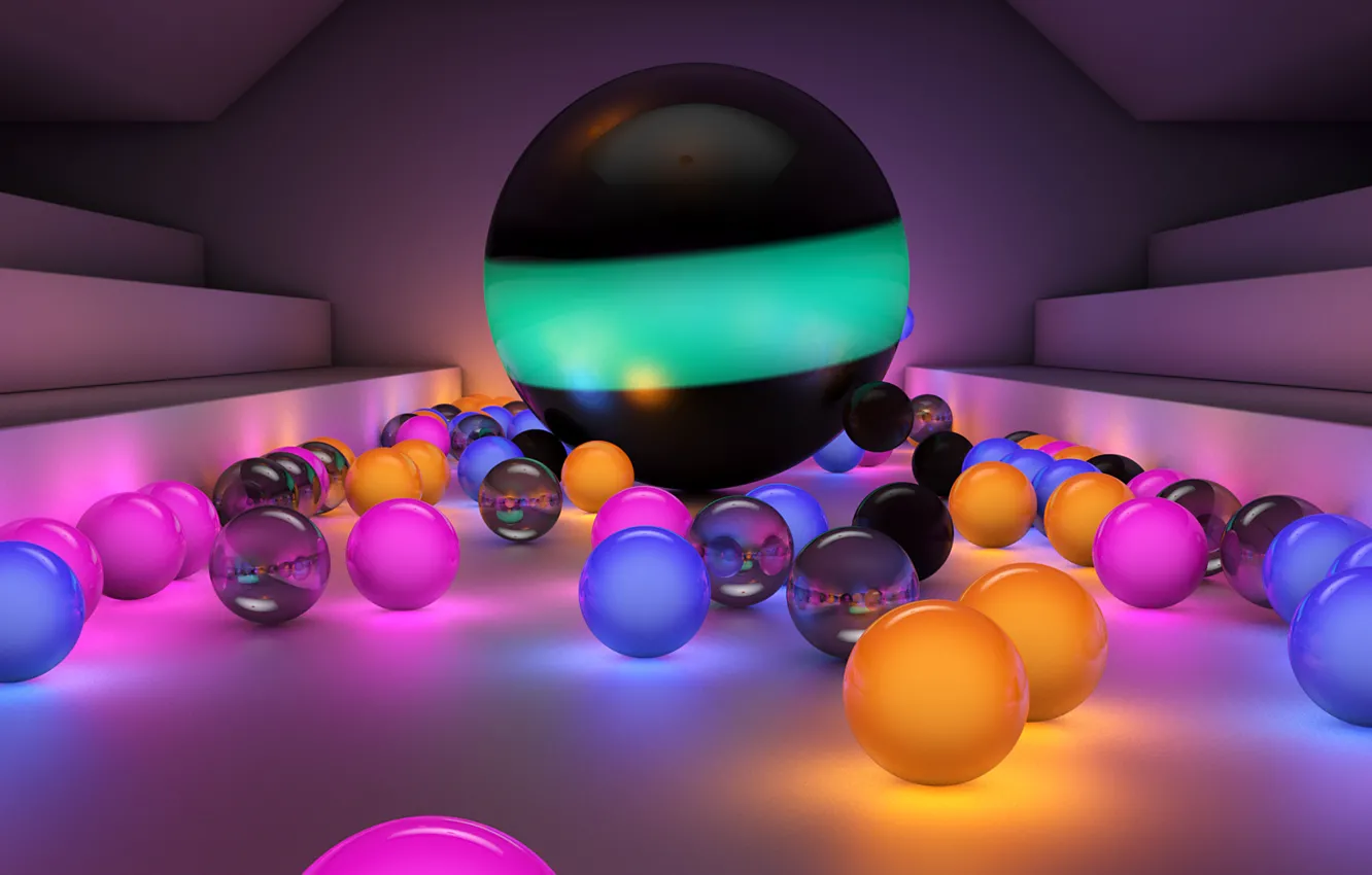 Photo wallpaper balls, Colorful, glowing