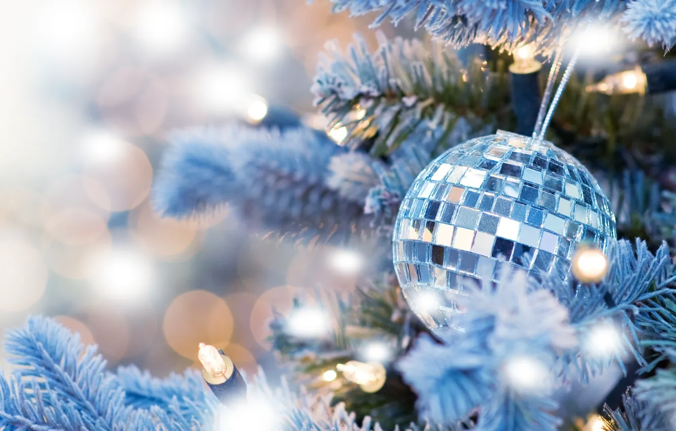 Photo wallpaper decoration, lights, tree, new year, new year, garland, bokeh, Christmas ball