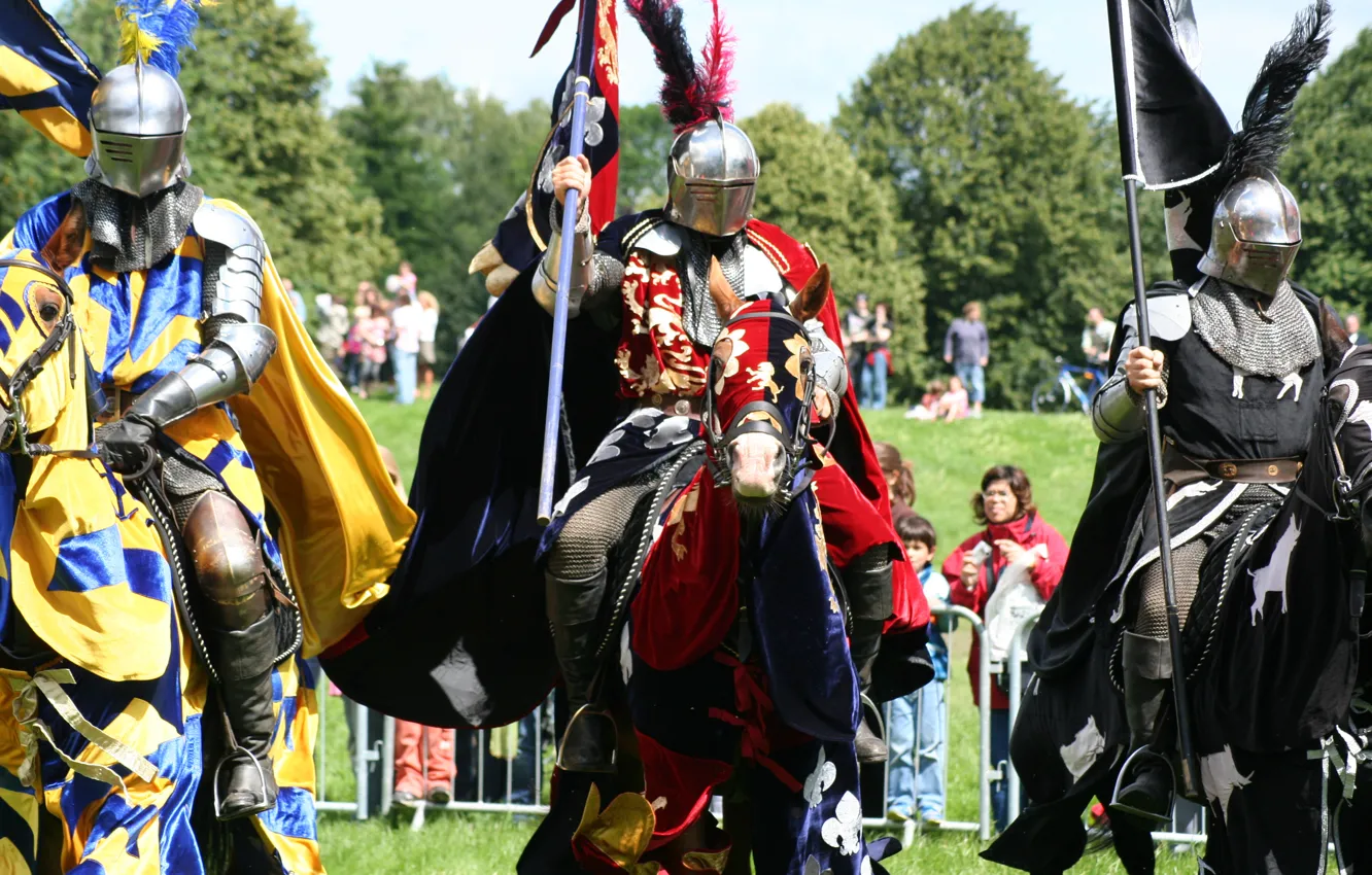 Photo wallpaper armor, horse, knights, pennants, blankets, tabards, historical reconstruction