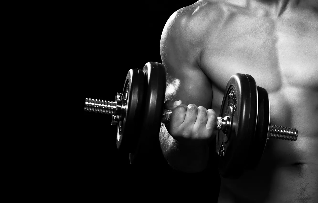 Wallpaper man, fitness, gym, arms, dumbbell images for desktop, section  спорт - download