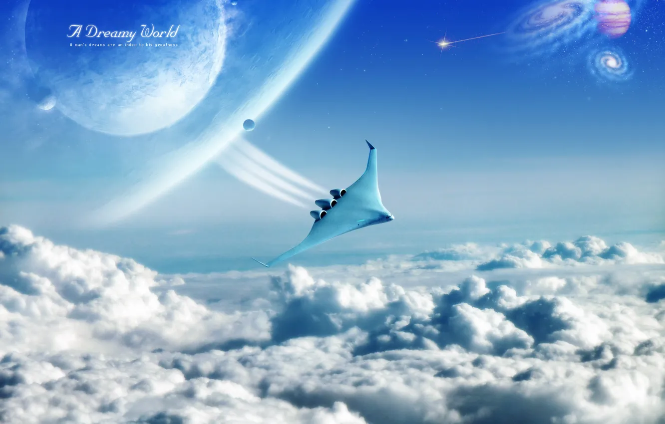 Wallpaper clouds, flight, Dreamy World, Shuttle images for desktop, section  фантастика - download