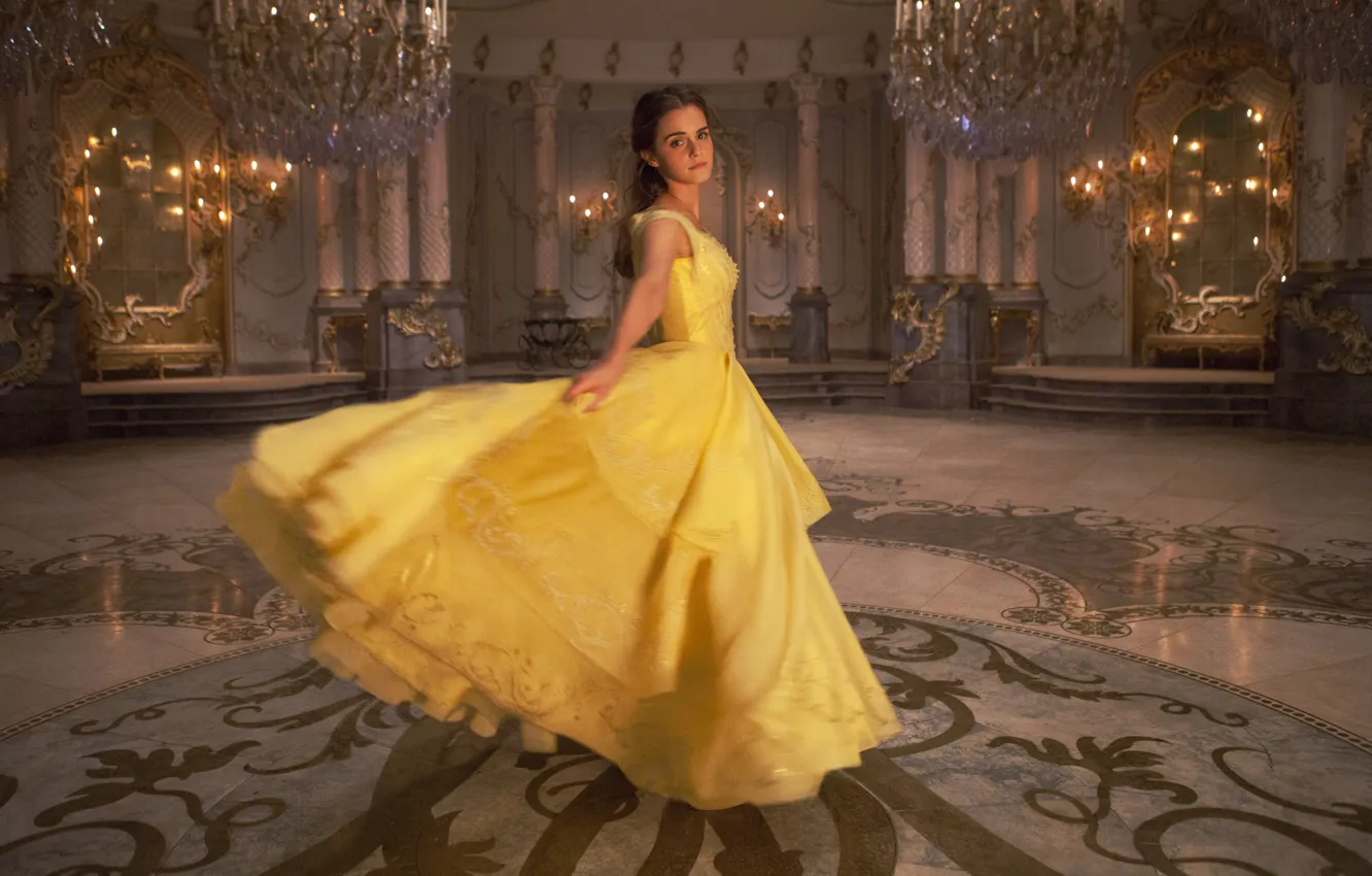 Wallpaper cinema, Disney, Emma Watson, dress, yellow, movie, film, Beauty  and The Beast, fairy tale images for desktop, section фильмы - download