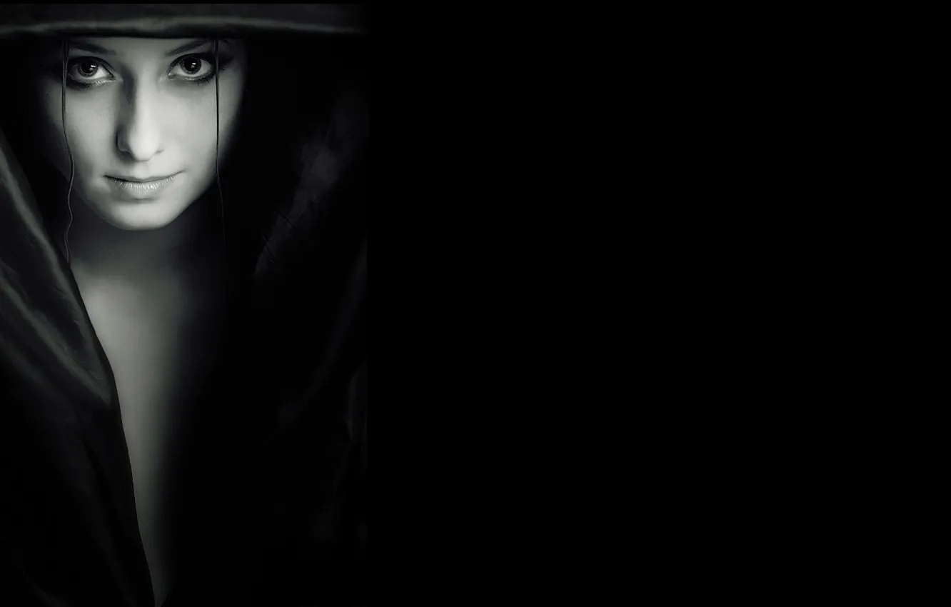 Photo wallpaper girl, the darkness, black, shadow, vampire, black background