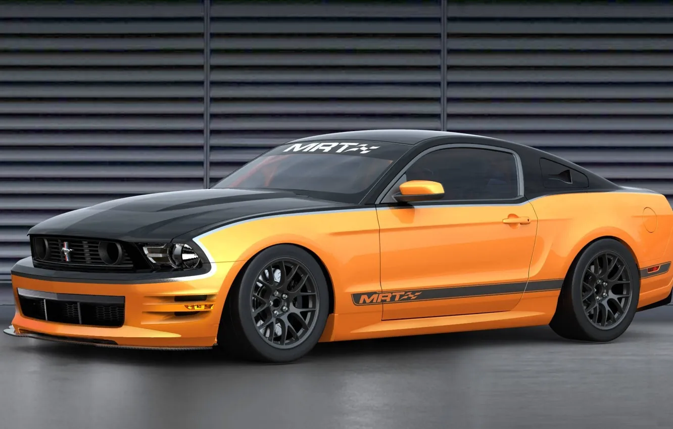Photo wallpaper orange, black, tuning, Mustang, ford