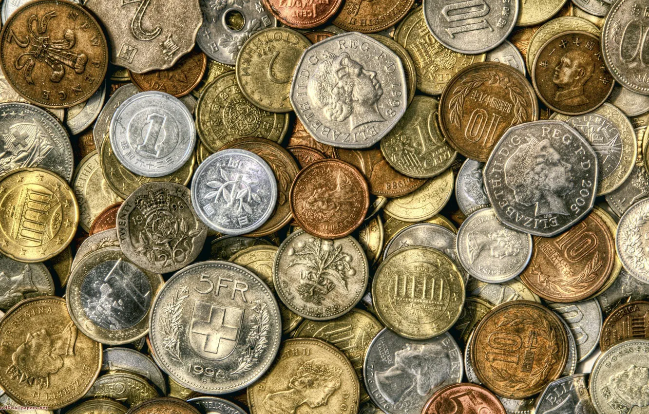 Photo wallpaper money, coins, detail