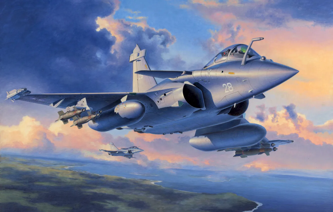 Wallpaper war, art, painting, aviation, jet, Dassault Rafale images for  desktop, section авиация - download