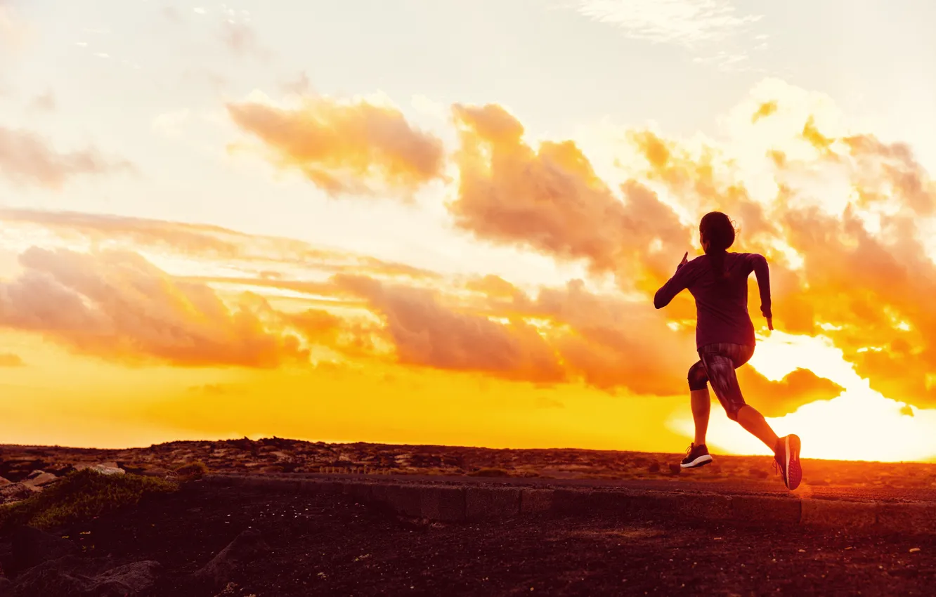 Wallpaper sunset, fitness, running, jogging images for desktop, section  спорт - download